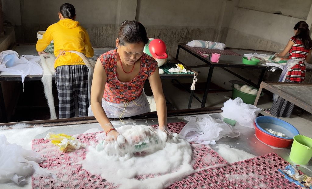 Felting Cat House through the process of water felting
